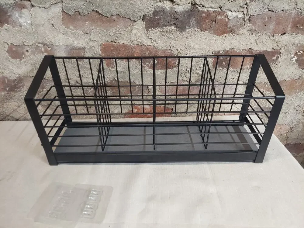 Black Metal Wire Utensil Flatware Organizer Kitchen Caddy 3 Compartment
